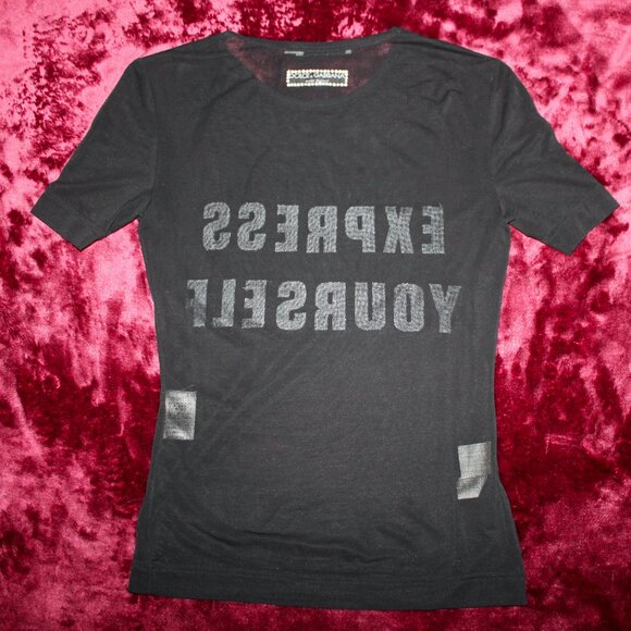 RARE Dolce & Gabbana “Express Yourself” Sheer Tee IT 38 Swarovski Rhinestone - Picture 6 of 8